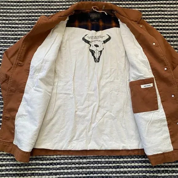 🌿Pendleton Women’s Whiskey Brown Canvas Field Pocket Button Jacket XL - Picture 4 of 8